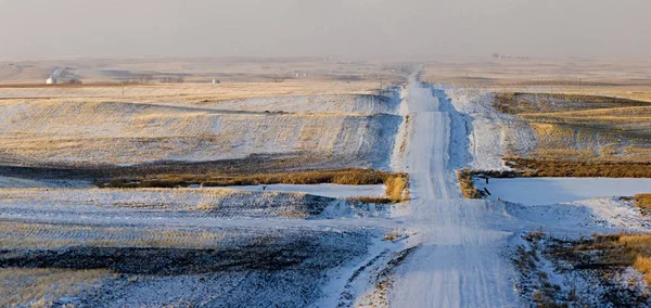 Prairie Landscape Winter Saskatchewan Canada Evening Light — Stock Photo, Image