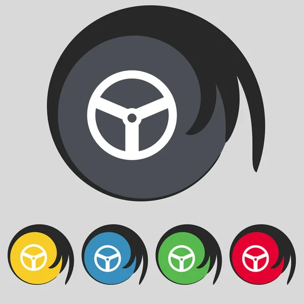 Znak Ikony Kierownicy Symbol Pięciu Kolorowych Przyciskach Ilustracji — Zdjęcie stockowe