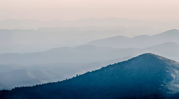 Egyszerű Rétegei Naplemente Smokies Smoky Mountain Nat Park Amerikai Egyesült — Stock Fotó