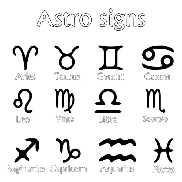 Astro Signos Aislados Sobre Fondo Blanco Ilustración Abstracta Arte Vectorial — Foto de Stock