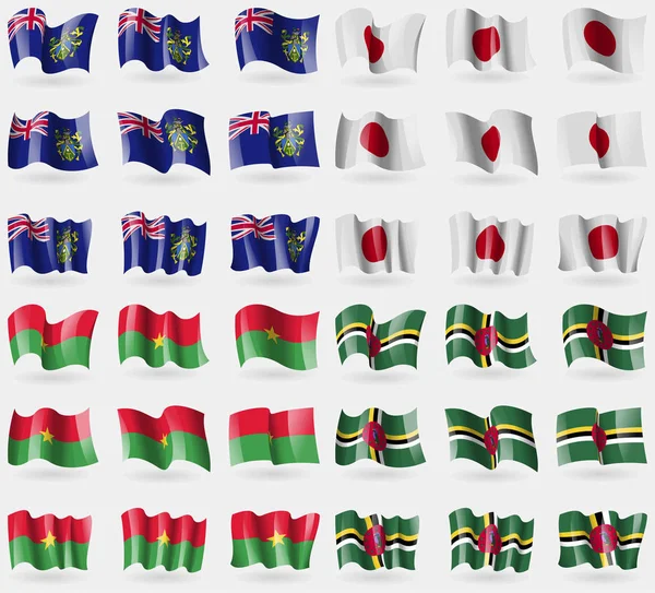 Islas Pitcairn Japón Burkia Faso Dominica Conjunto Banderas Los Países — Foto de Stock