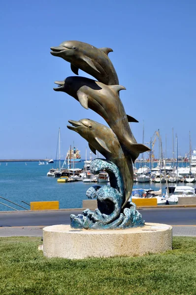 Standbeeld Haven Van Heraklion Kreta — Stockfoto