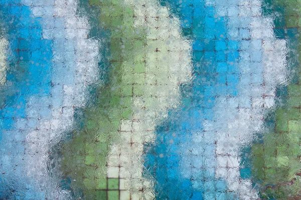 Hielo Sobre Mosaico Una Fuente Congelada —  Fotos de Stock
