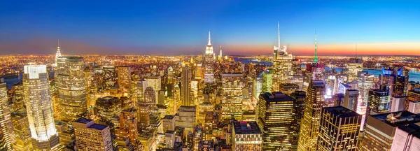 New York City Manhattan Centrum Panoramę Oświetlonej Empire State Building — Zdjęcie stockowe