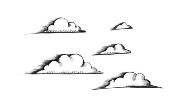 Esbozo Nubes Ilustración Blanco Para Diseño — Foto de Stock