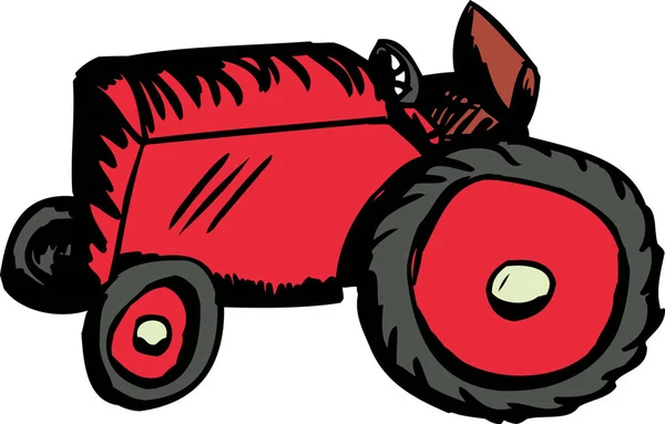 Рисунок Одиночной Красной Тракторной Игрушки Белом Фоне — стоковое фото