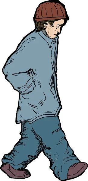 Ilustração Desenhada Mão Homem Deprimido Chapéu — Fotografia de Stock