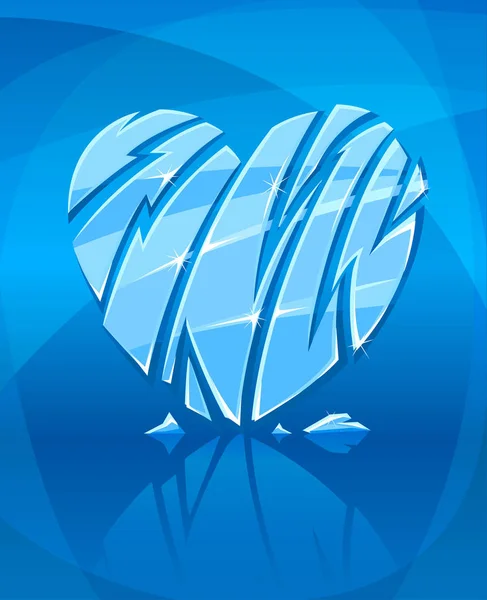 Corazón Helado Roto Sobre Fondo Azul Vector Ilolustración Para Día — Foto de Stock