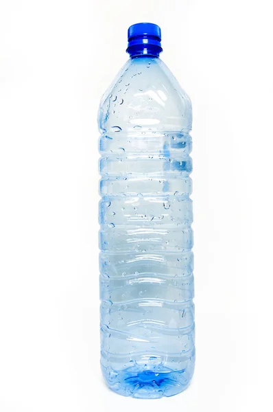 Niebieska Plastikowa Butelka Izolowana Białym Tle — Zdjęcie stockowe