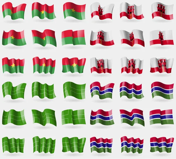 Burkia Faso Gibraltar Ladonia Gambia Conjunto Banderas Los Países Del — Foto de Stock