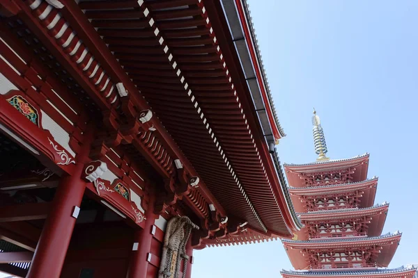 Detalles Del Tejado Los Edificios Del Templo Asakusa Kannon Tokio — Foto de Stock