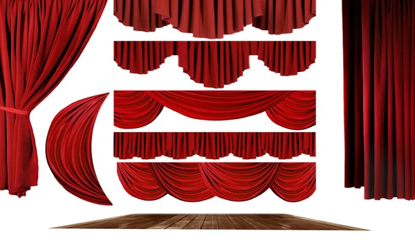 Dramatic Red Old Fashioned Elegant Theater Stage Elements Swags Make — Stock Photo, Image