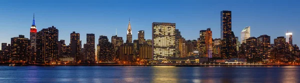 Manhattan Późnym Wieczorem Panorama Panoramę Nowego Jorku — Zdjęcie stockowe