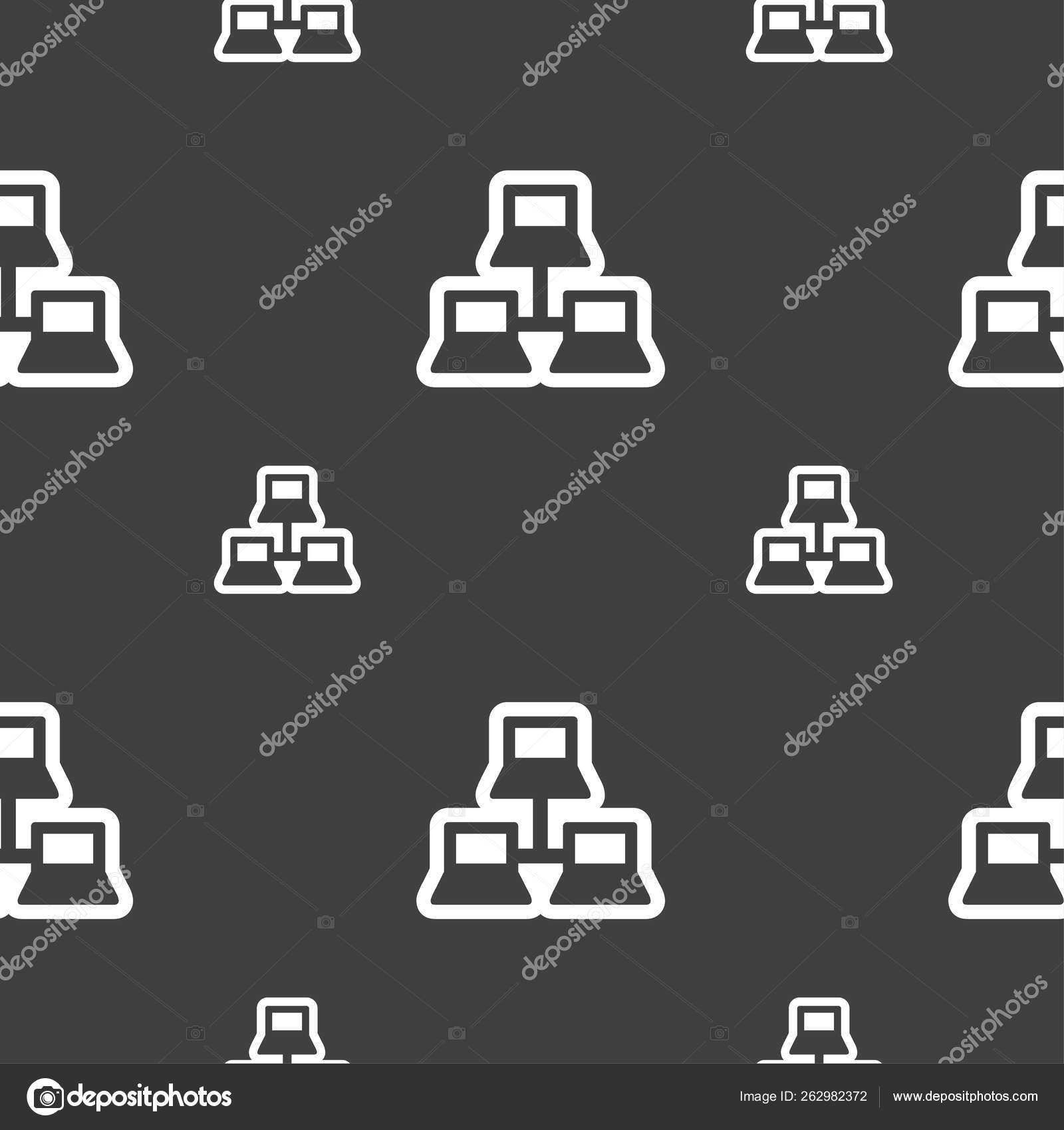 Local Area Network Icon Sign Seamless Pattern Gray Background ...