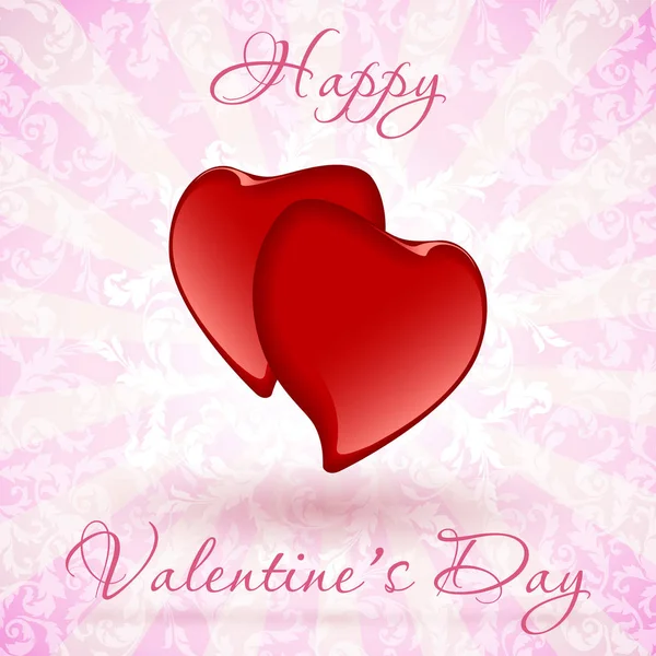 Feliz Día San Valentín Tarjeta Floral Con Corazones — Foto de Stock