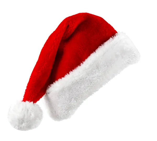 Singolo Cappello Rosso Babbo Natale Isolato Sfondo Bianco — Foto Stock