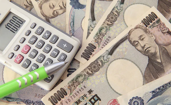 Kalkulator Dan Catatan Yen Jepang — Stok Foto