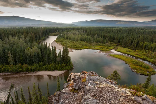 Selvagem Floresta Boreal Belo Vale Rio Mcquesten Território Central Yukon — Fotografia de Stock