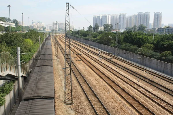 Orbite Ferroviarie Nella Città Guangzhou Foto Stata Scattata Vicino Alla — Foto Stock