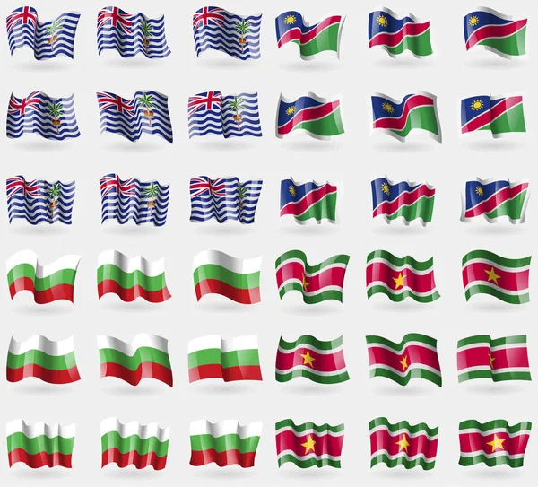Territorio Británico Del Océano Índico Namibia Bulgaria Suridame Conjunto Banderas — Foto de Stock