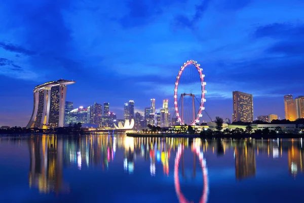 Ville Singapour Skyline Nuit — Photo