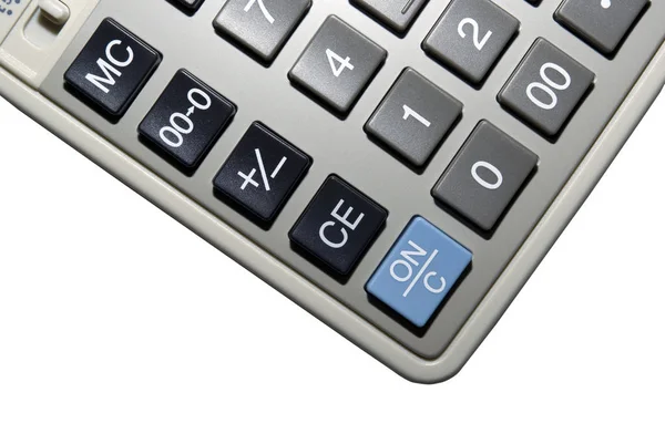 Calculadora Blanca Gris Aislada Con Ruta Recorte — Foto de Stock