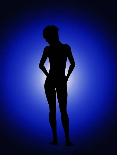Silueta Espalda Una Mujer Desnuda — Foto de Stock
