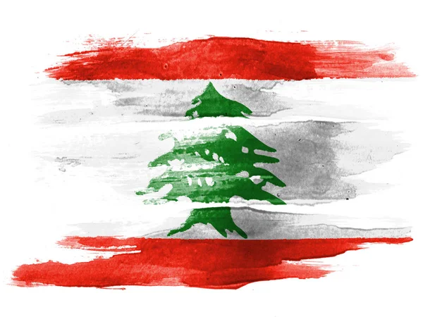 Lebanese Flag Painted White Paper Watercolor — Stock Photo, Image