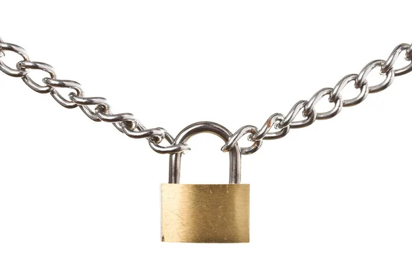 Security Concept Padlock Chain Isolated White Background — Stock Photo, Image