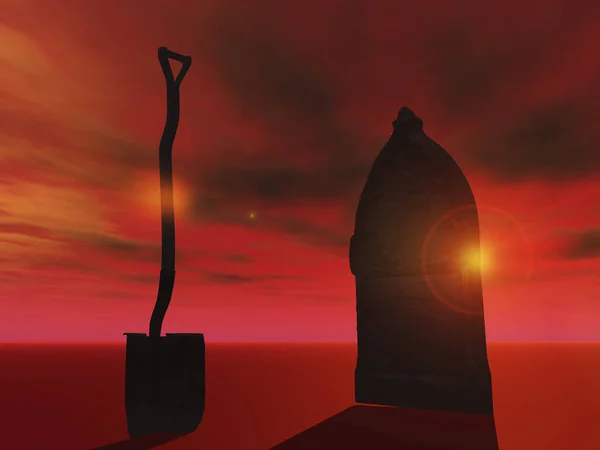 Spade Gravestone Sunset — Stock Photo, Image