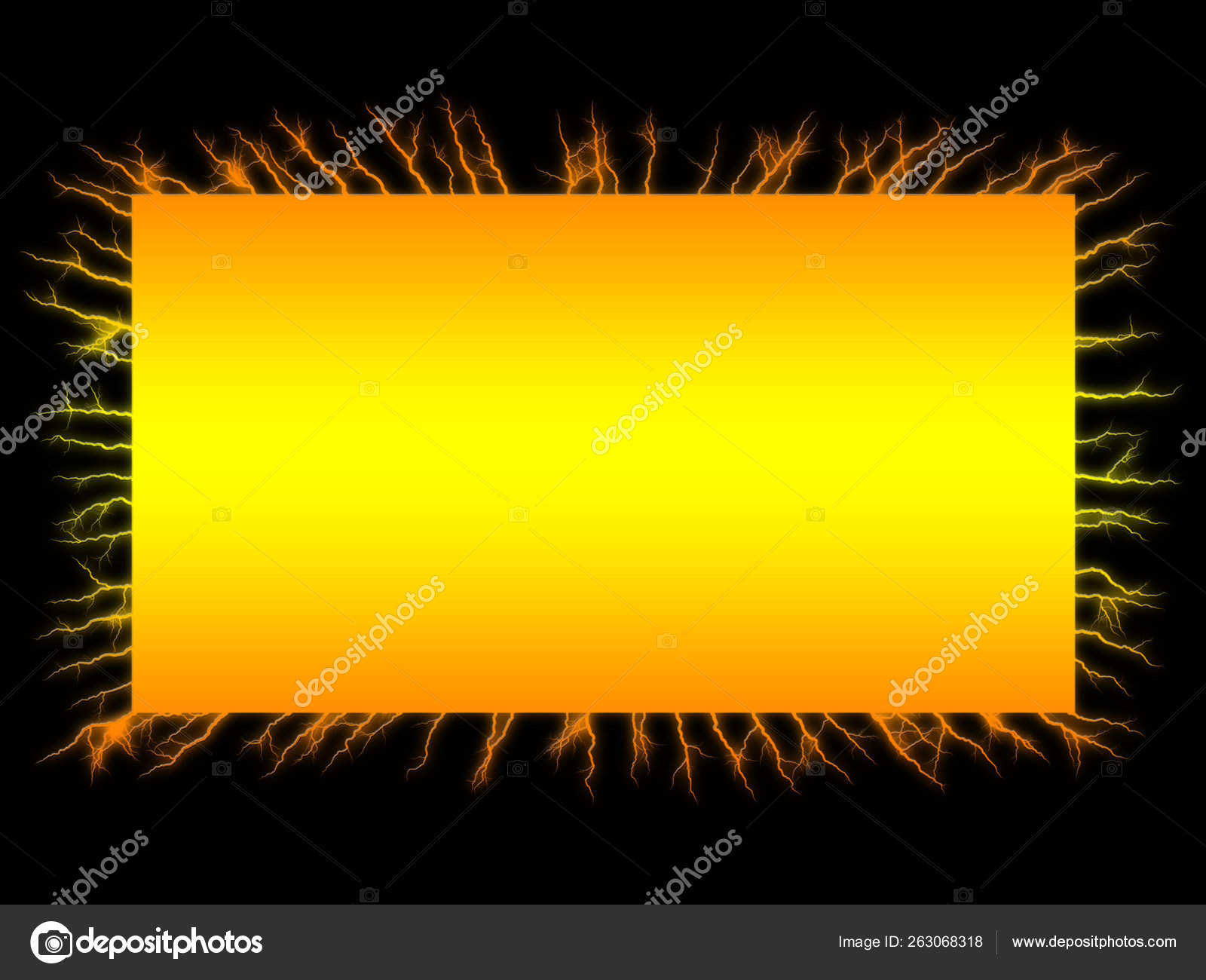 Design Golden Yellow Gradient Tendrils Black Background Stock