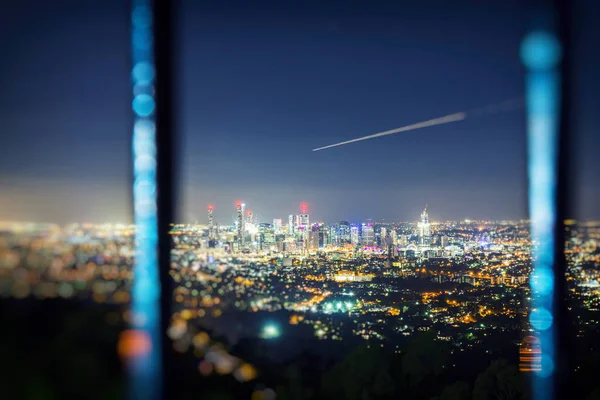 Vista Brisbane City Desde Mount Coot Tha Por Noche Queensland —  Fotos de Stock