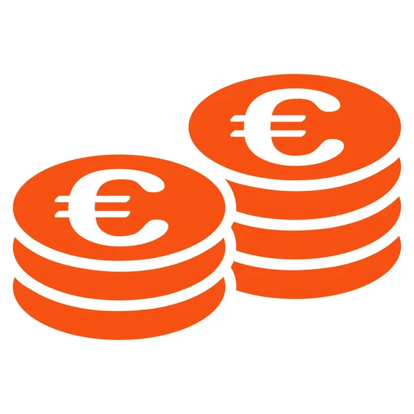 Monedas Euros Estilo Glifo Plano Símbolo Naranja Ángulos Redondeados Fondo — Foto de Stock