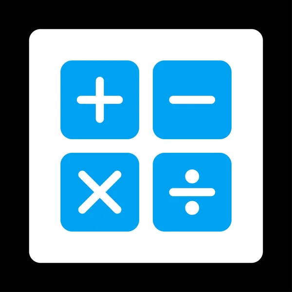Ikona Kalkulator Przycisk Ten Płaski Zaokrąglony Kwadrat Używa Niebieski Biały — Zdjęcie stockowe