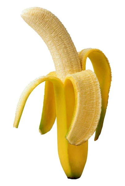 打开隔离在白色背景上的香蕉 — 图库照片
