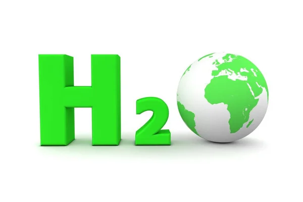 Símbolo Químico H2O Para Óxido Hidrogênio Verde Globo Está Substituindo — Fotografia de Stock