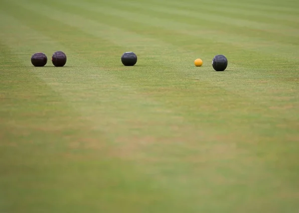 Game Lawn Bowls Showing Woods Jack — Stock Photo, Image