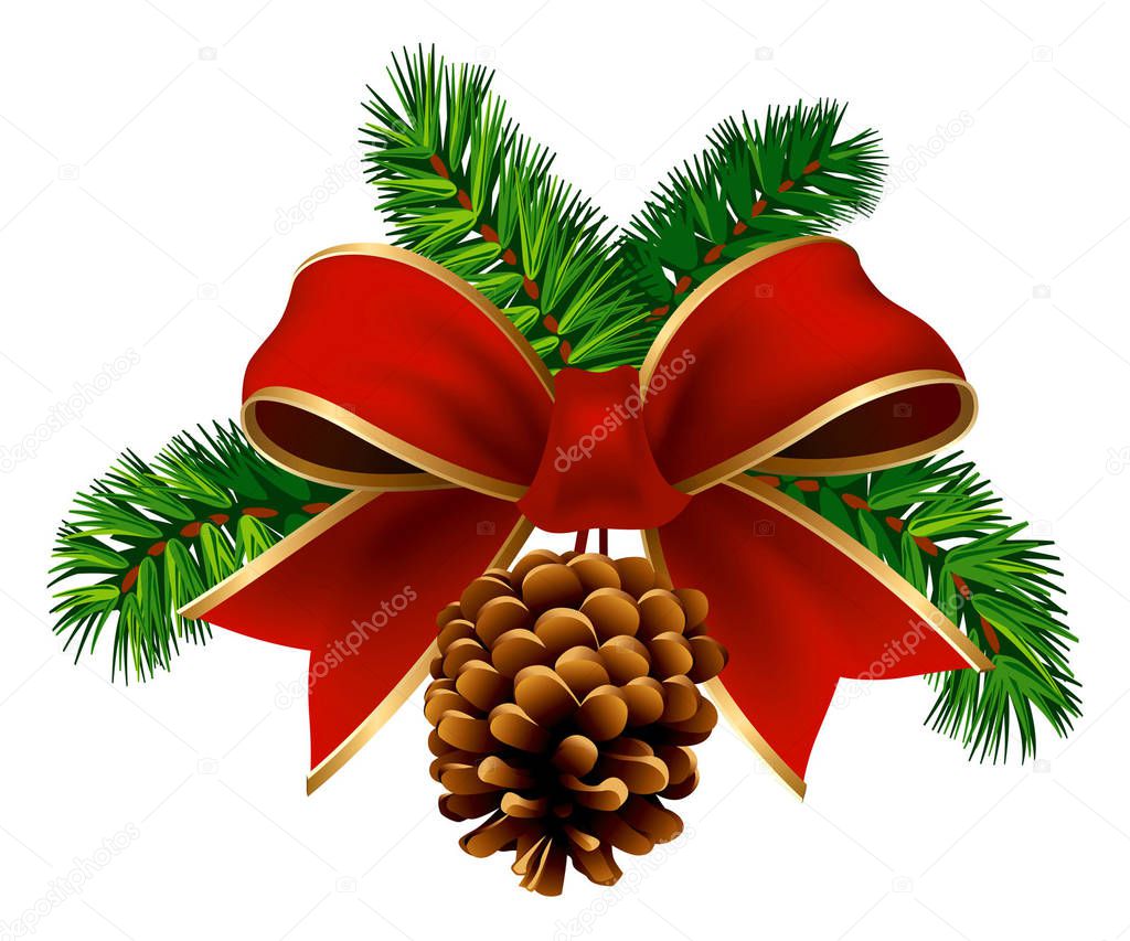 Ramoscelli Pino Natalizio Con Nastro Rosso Pigna Versione Con Asterisco —  Foto stock di © YAYImages #263086854, image size:1024x853