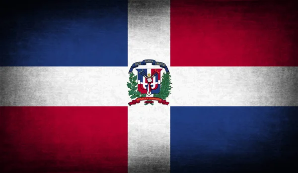 Dominikanska Republikens Flagga Med Gammal Textur Illustration — Stockfoto