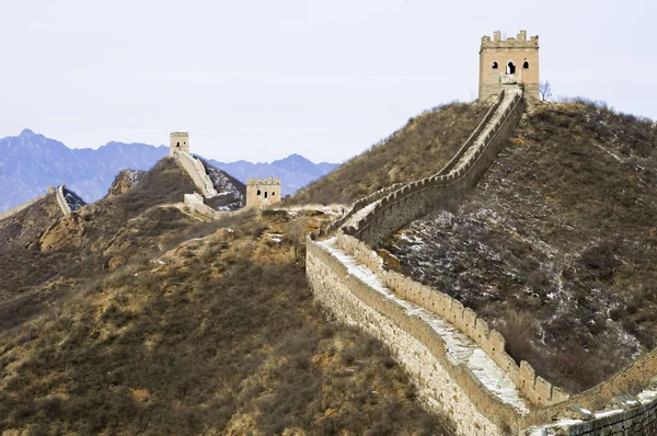 Порожня Ділянка Великої Китайської Стіни Взимку — стокове фото