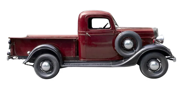 Rode Vintage Pick Truck Uit Jaren 1930 Geïsoleerd Tegen Witte — Stockfoto
