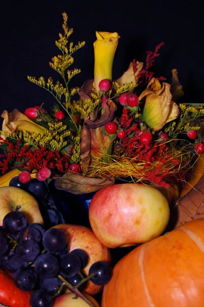 Sütőtök Más Őszi Dolgok Összetétele Ősz Halloween Koncepció — Stock Fotó