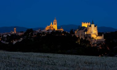 Segovia at night, Castile and Leon, Spain clipart