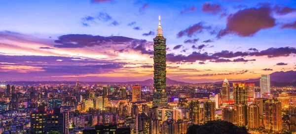 Taipei Város Éjjel Tajvan — Stock Fotó