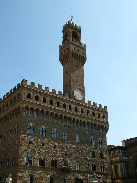 Frente Palazzo Vecchio Torre Del Reloj Piazza Della Signoria Florencia — Foto de Stock