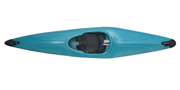 Kayak Blu Plastica Bianca Sedile Schienale Schiuma Isolato Con Percorso — Foto Stock