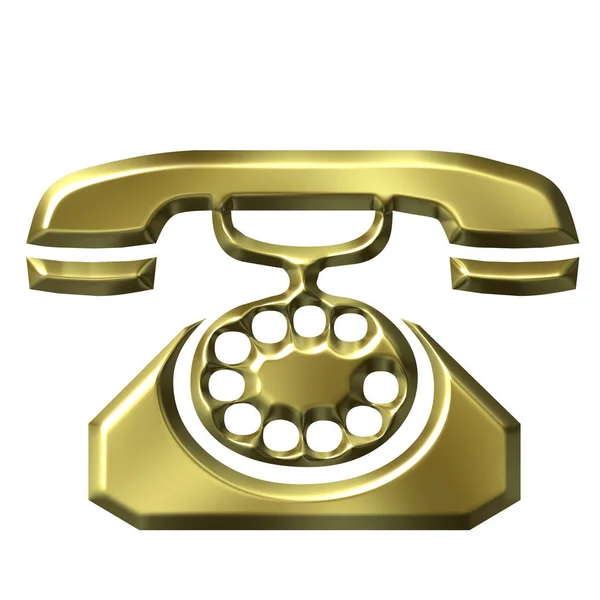 Gouden Antieke Telefoon Geïsoleerd Wit — Stockfoto