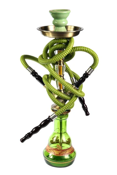 Green Hookah Białym Tle Białym Tle — Zdjęcie stockowe