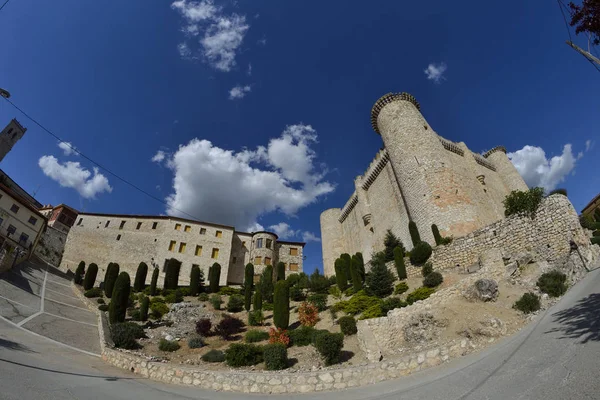 Torija Castle Fisheye Lens Spain Sunny Day Few Clouds Spring — Stock Photo, Image