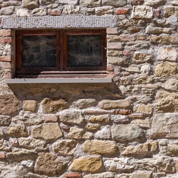 Assisi Talya Pencere Ortaçağ Taş Duvar — Stok fotoğraf